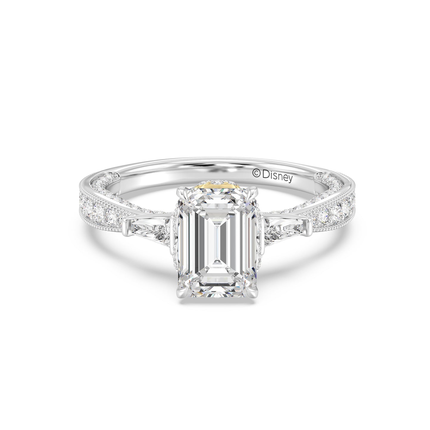 Enchanted Star Lab Grown Diamond And 14K Gold Disney Princess Belle Three Stone Vintage Engagement Ring