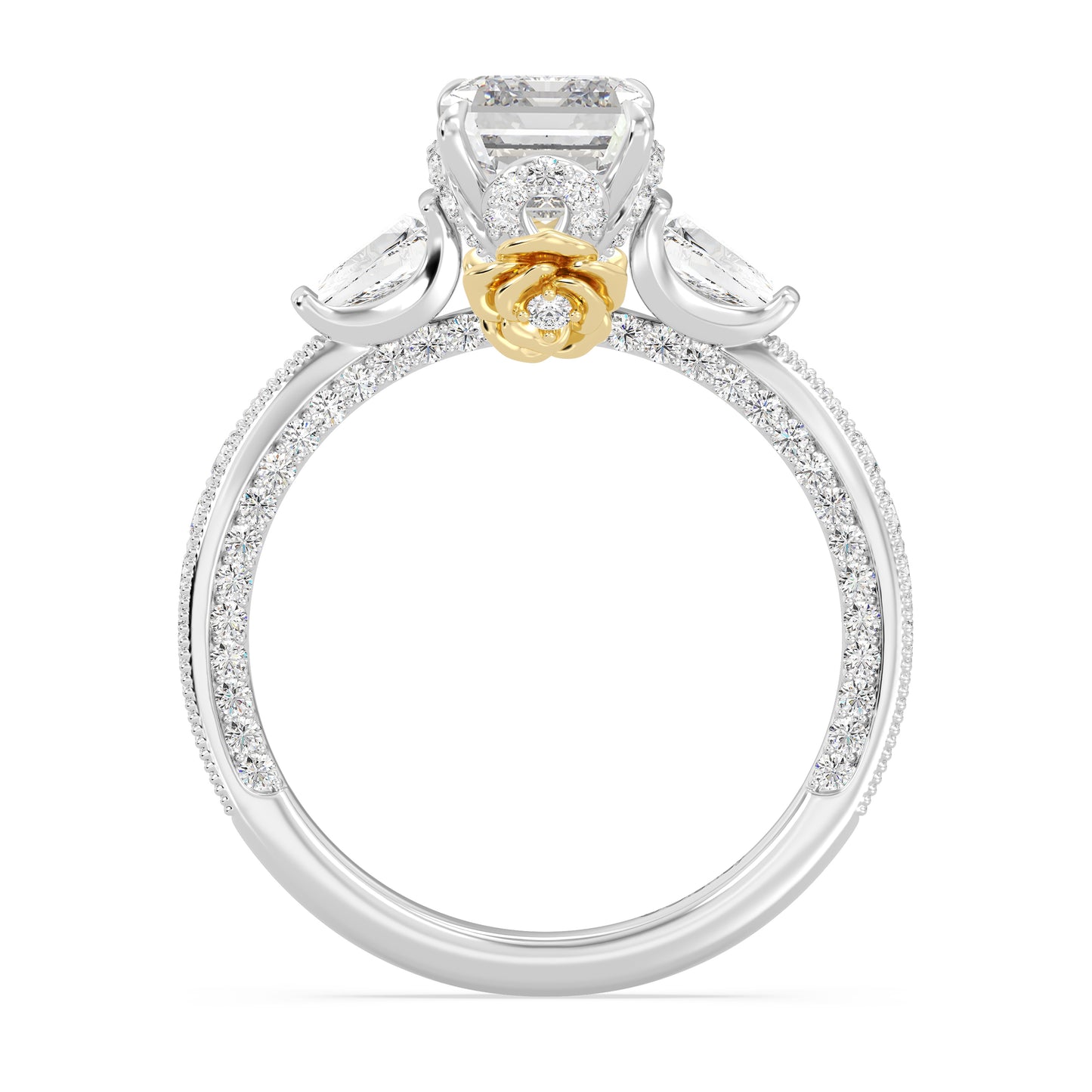 Enchanted Star Lab Grown Diamond And 14K Gold Disney Princess Belle Three Stone Vintage Engagement Ring