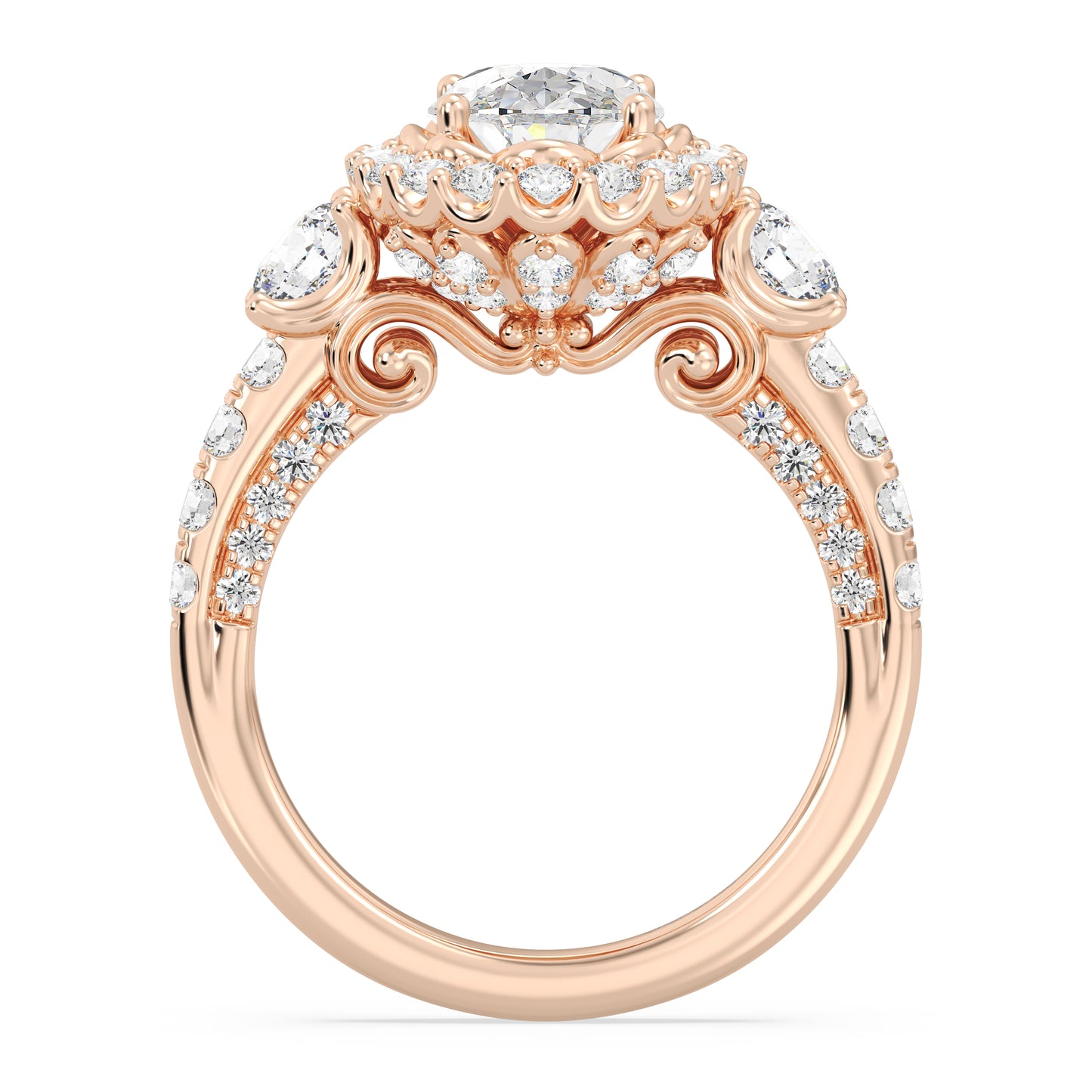 Enchanted Star Lab Grown Diamond 14K Gold Cinderella Side Stone Engagement Ring