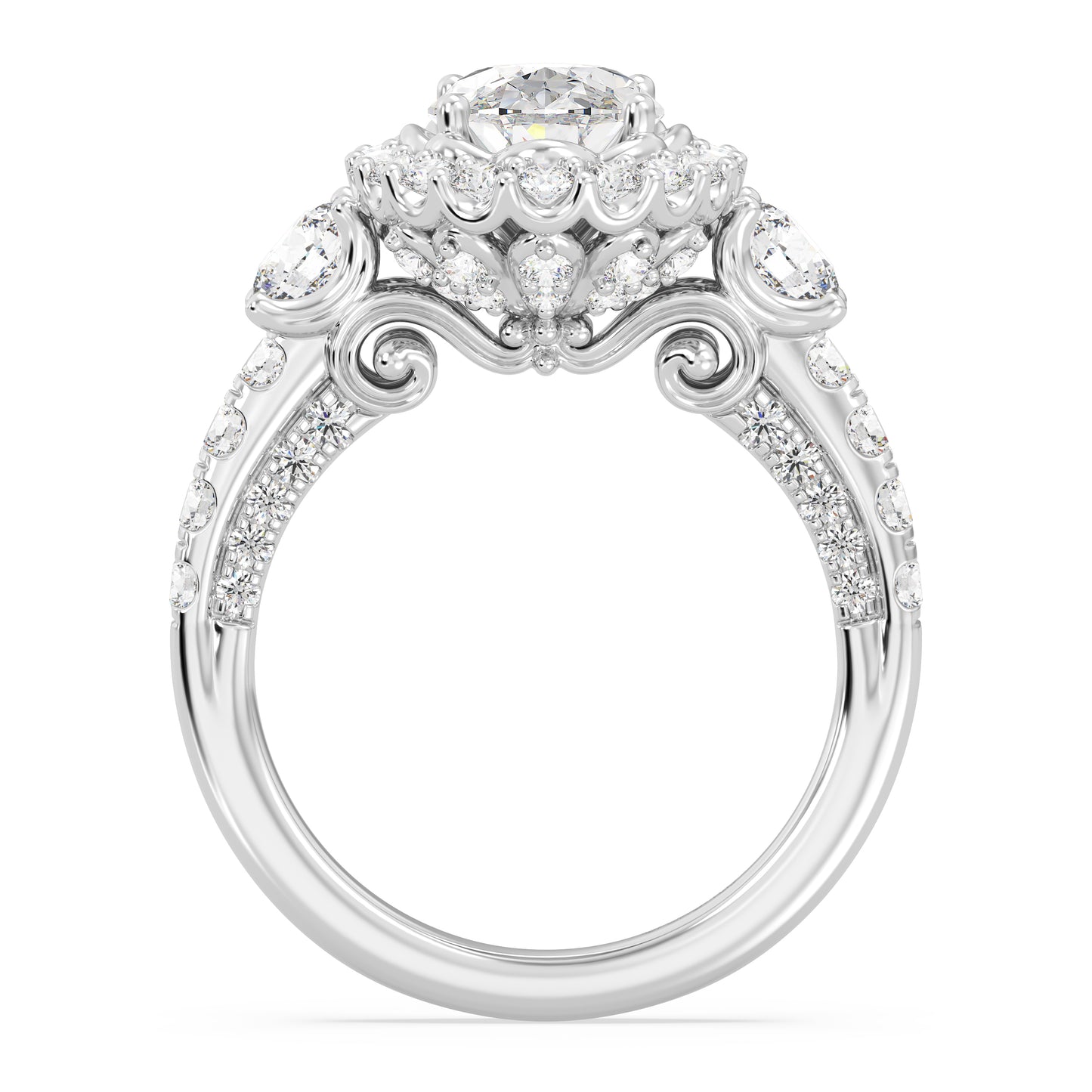 Enchanted Star Lab Grown Diamond 14K Gold Cinderella Side Stone Engagement Ring