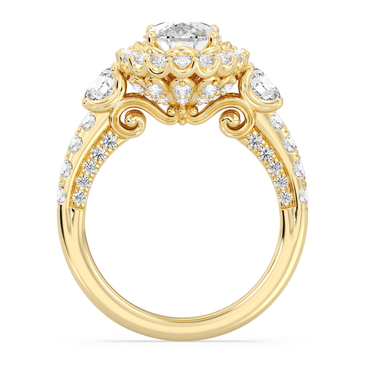 Enchanted Star Lab Grown Diamond 14K Gold Cinderella Side Stone Engagement Ring