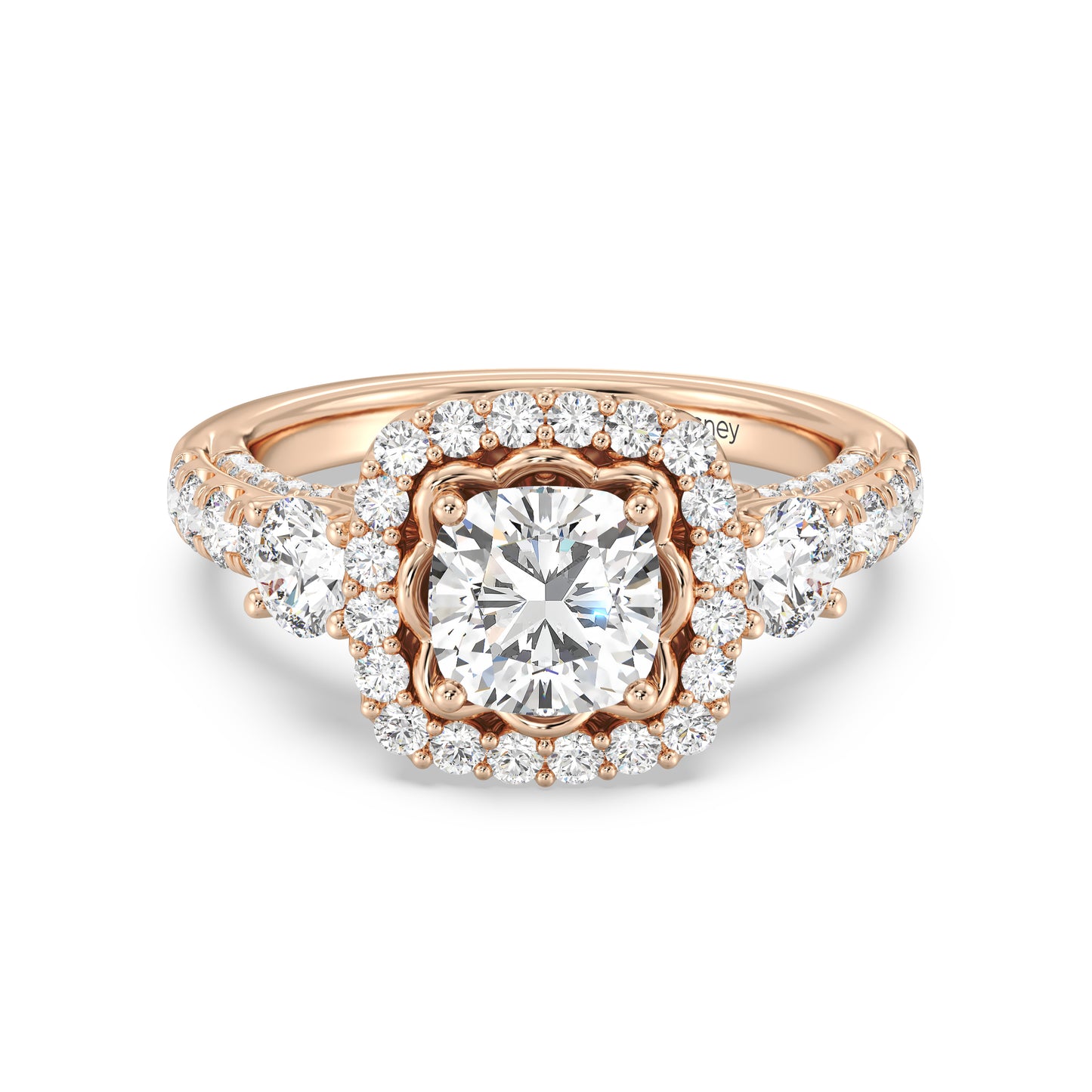 Enchanted Star Lab Grown Diamond 14K Gold Cinderella Side Stone Engagement Ring