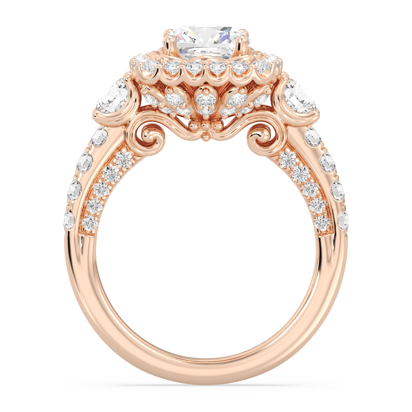 Enchanted Star Lab Grown Diamond 14K Gold Cinderella Side Stone Engagement Ring