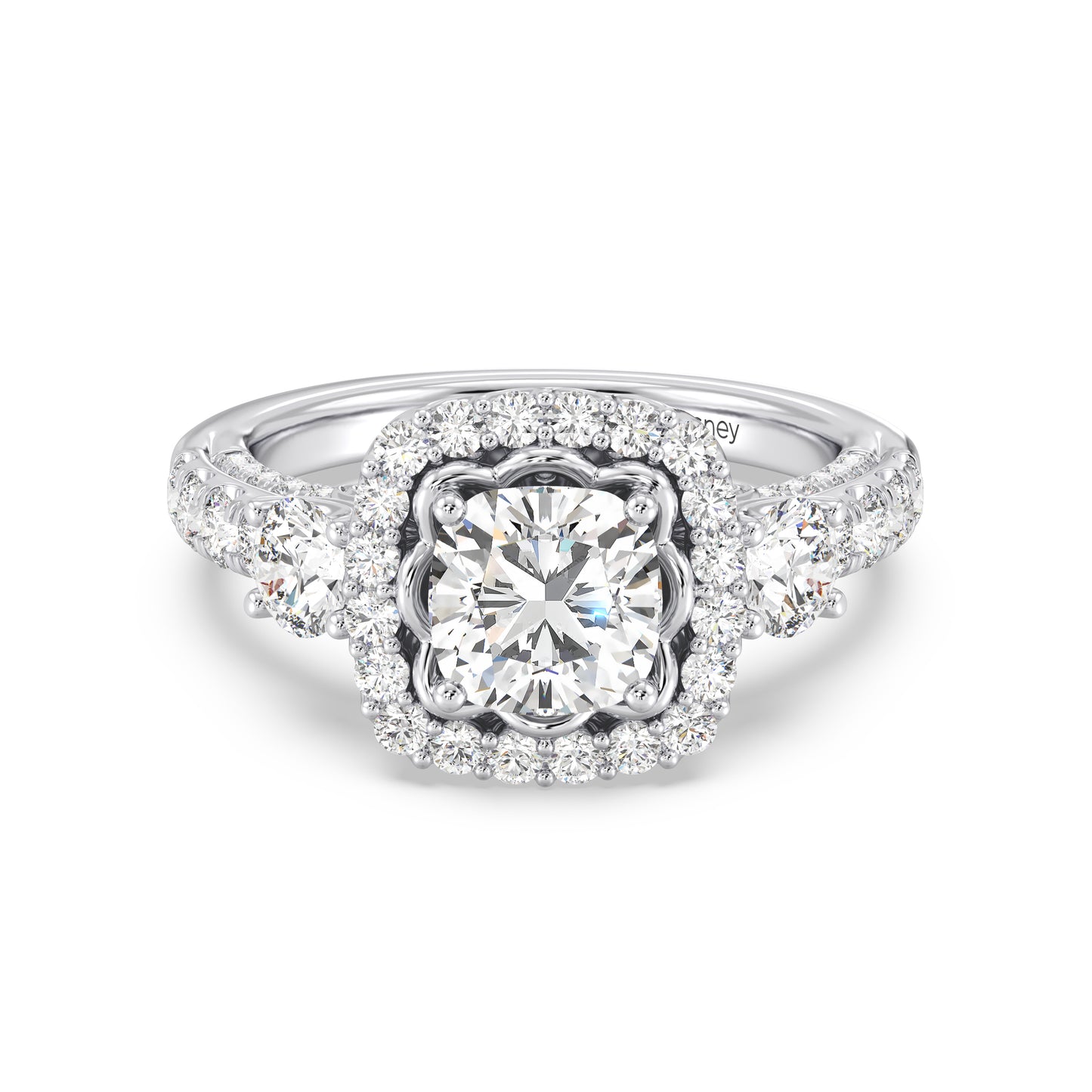 Enchanted Star Lab Grown Diamond 14K Gold Cinderella Side Stone Engagement Ring