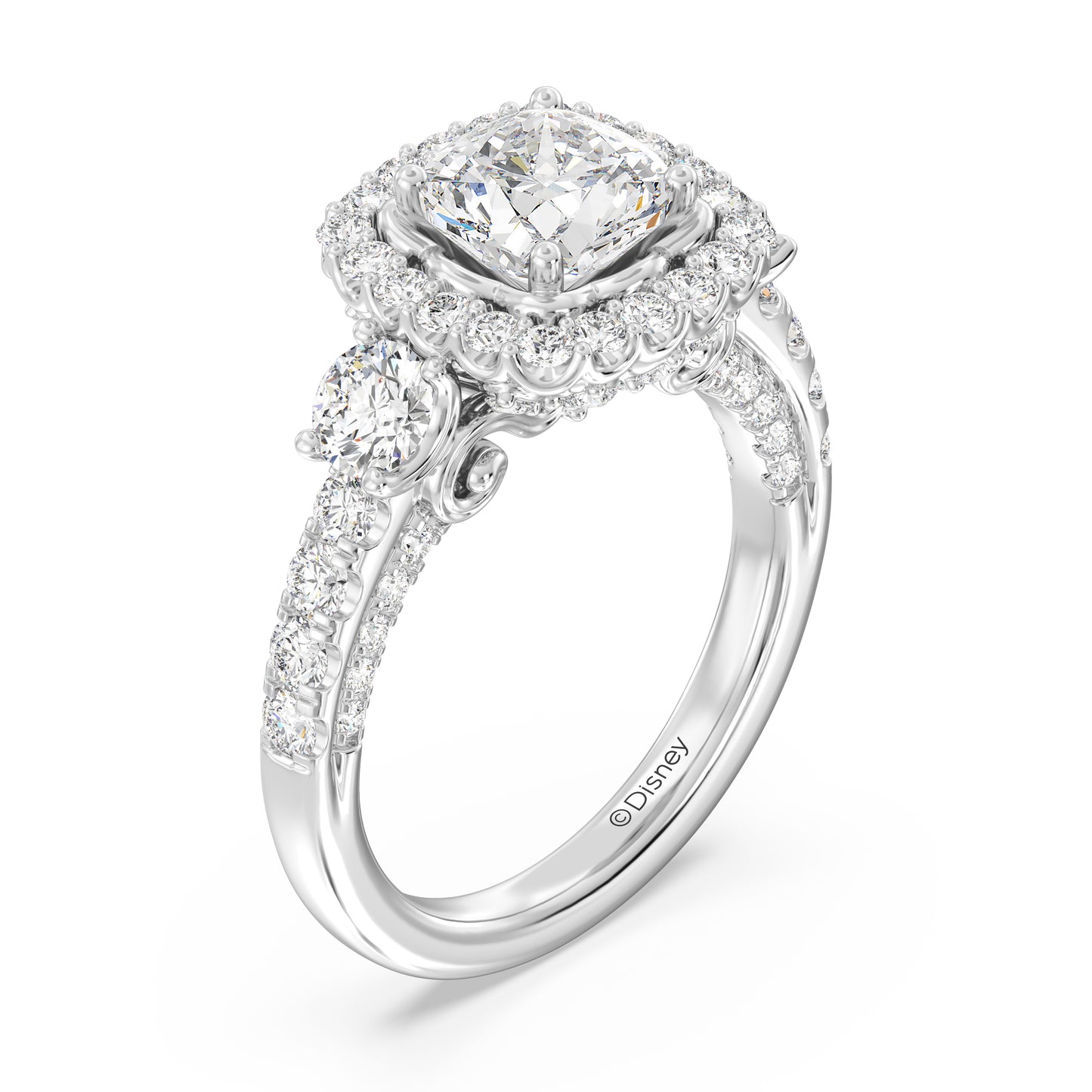 Enchanted Star Lab Grown Diamond 14K Gold Cinderella Side Stone Engagement Ring