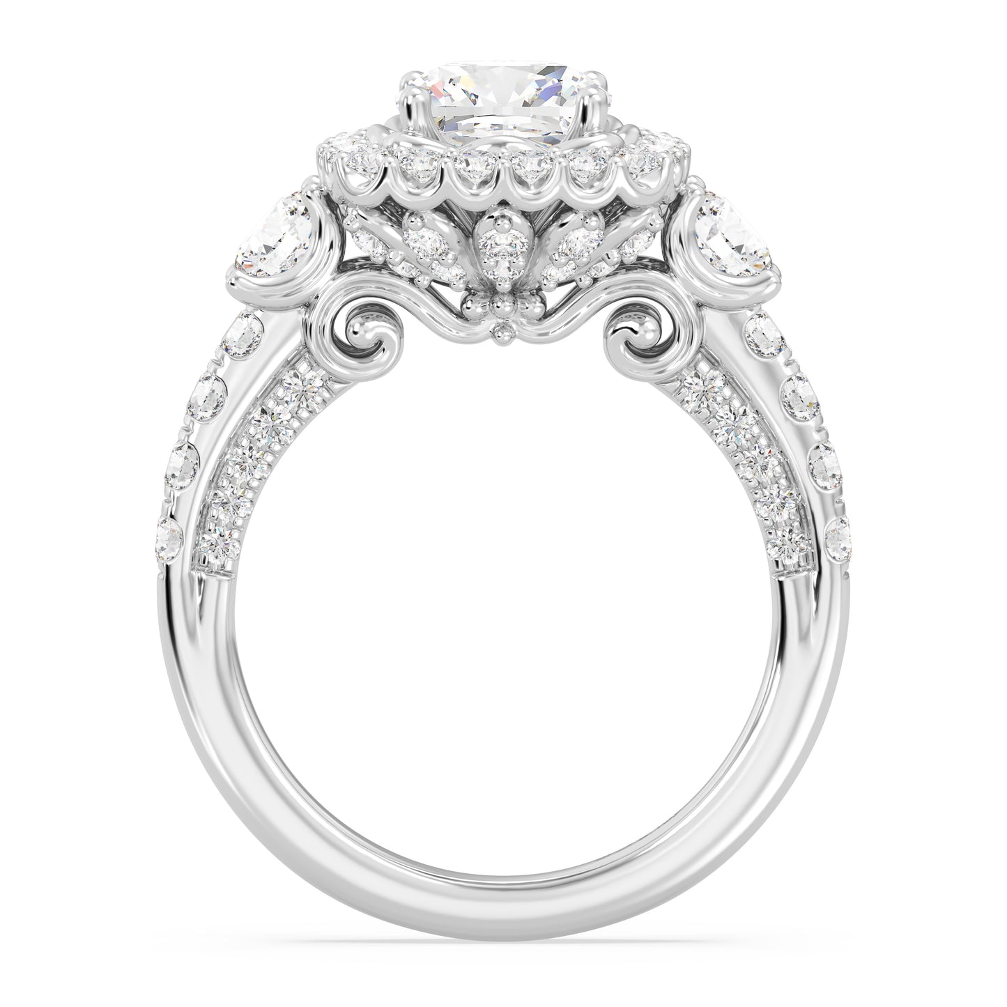 Enchanted Star Lab Grown Diamond 14K Gold Cinderella Side Stone Engagement Ring