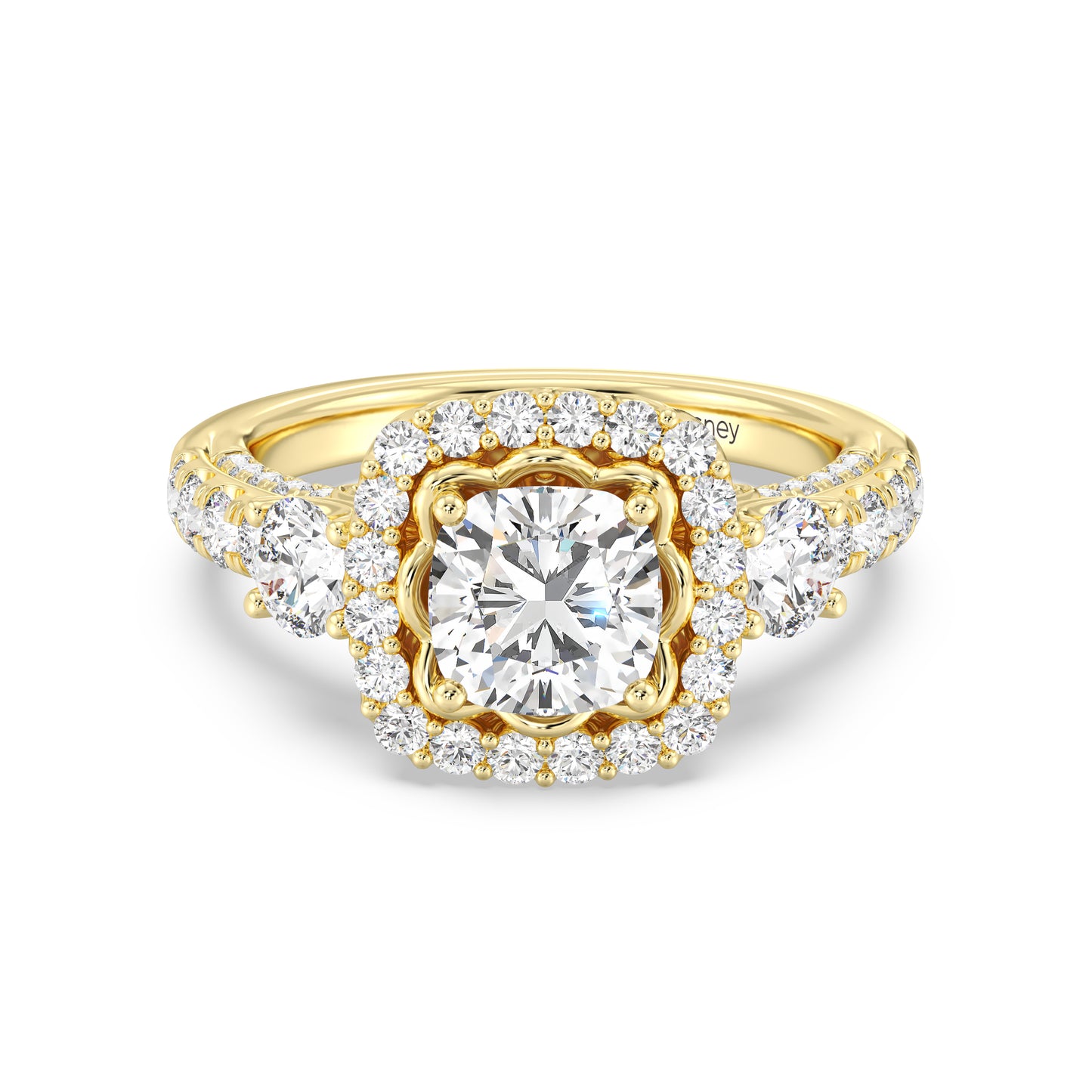 Enchanted Star Lab Grown Diamond 14K Gold Cinderella Side Stone Engagement Ring