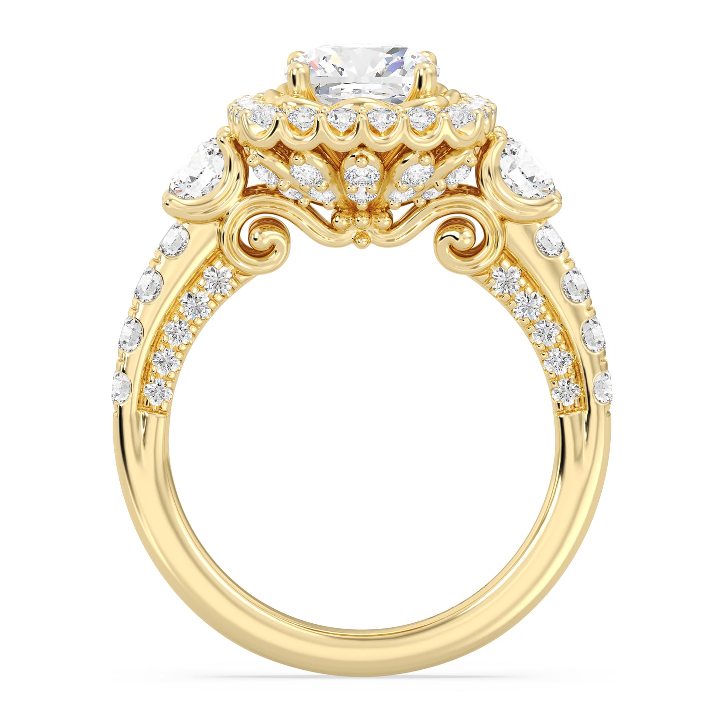 Enchanted Star Lab Grown Diamond 14K Gold Cinderella Side Stone Engagement Ring