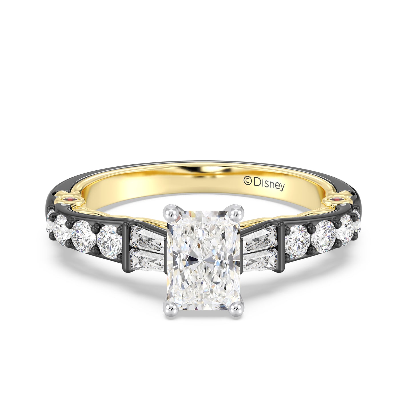 Enchanted Star 14K Gold And Black Rhodium With Lab Grown Diamonds Disney’s Evil Queen Engagement Ring