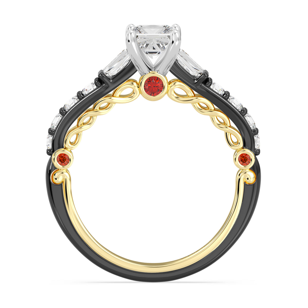 Enchanted Star 14K Gold And Black Rhodium With Lab Grown Diamonds Disney’s Evil Queen Engagement Ring
