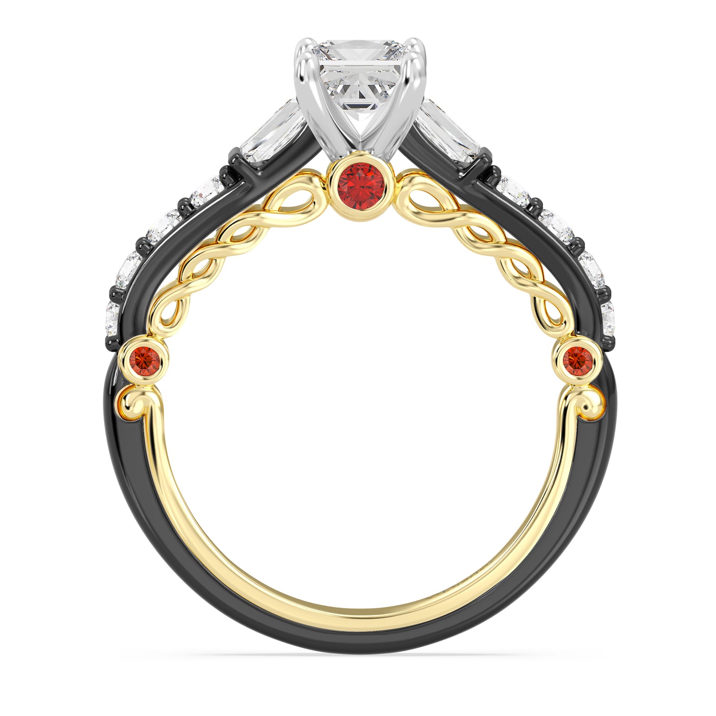 Enchanted Star 14K Gold And Black Rhodium With Lab Grown Diamonds Disney’s Evil Queen Engagement Ring