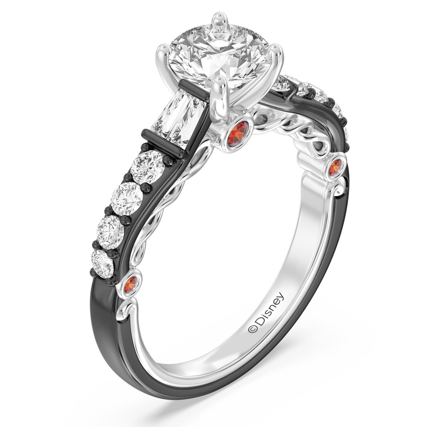 Enchanted Star 14K Gold And Black Rhodium With Lab Grown Diamonds Disney’s Evil Queen Engagement Ring