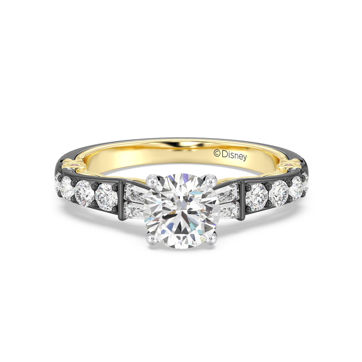 Enchanted Star 14K Gold And Black Rhodium With Lab Grown Diamonds Disney’s Evil Queen Engagement Ring