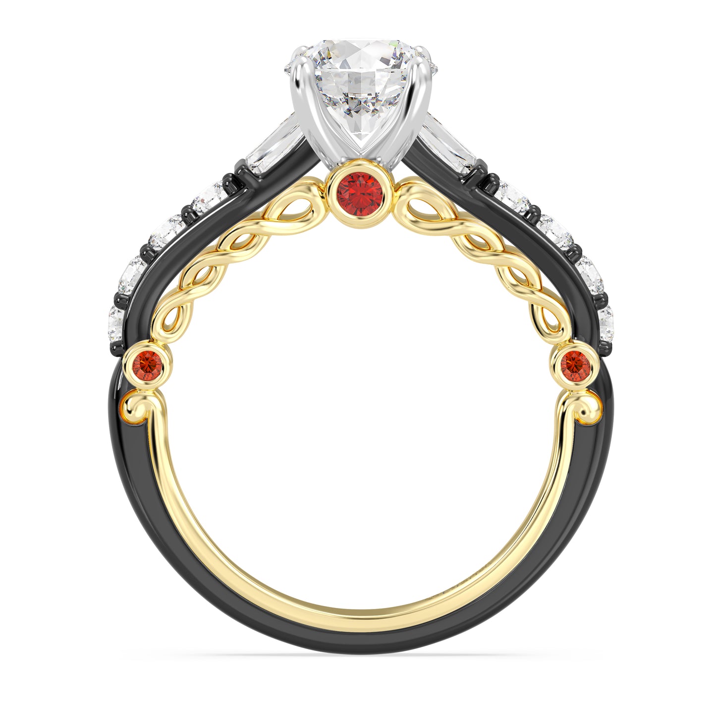 Enchanted Star 14K Gold And Black Rhodium With Lab Grown Diamonds Disney’s Evil Queen Engagement Ring