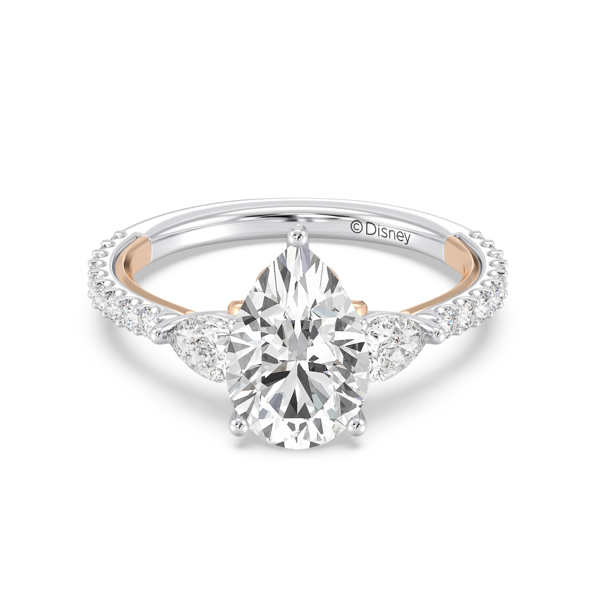 Enchanted Star Lab Grown Diamond And 14K Gold, Disney's Cinderella Three Stone Engagement Ring