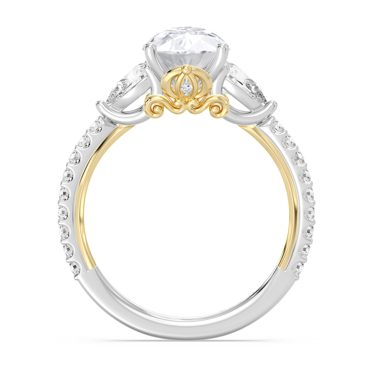 Enchanted Star Lab Grown Diamond And 14K Gold, Disney's Cinderella Three Stone Engagement Ring