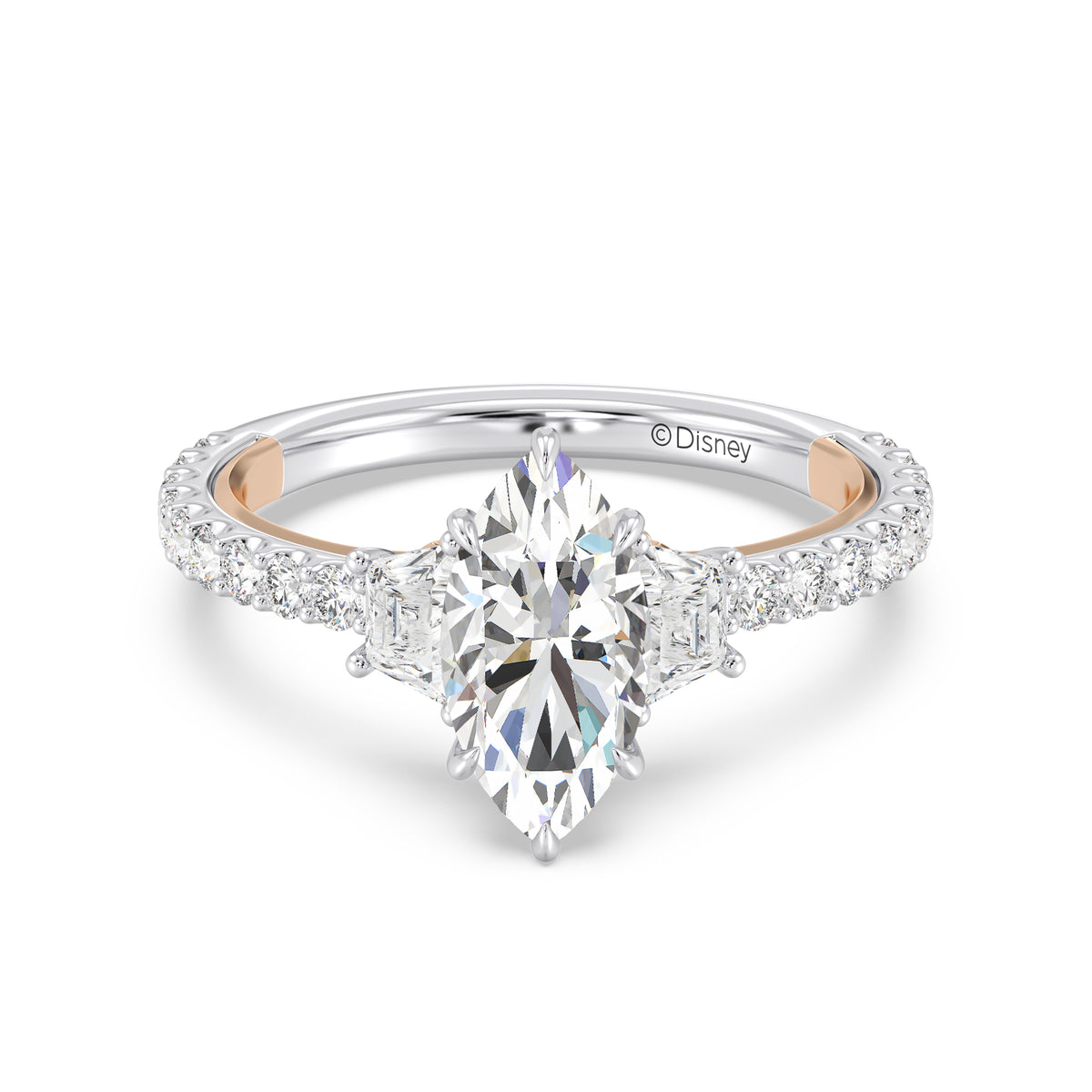 Enchanted Star Lab Grown Diamond And 14K Gold, Disney's Rapunzel Three Stone Engagement Ring
