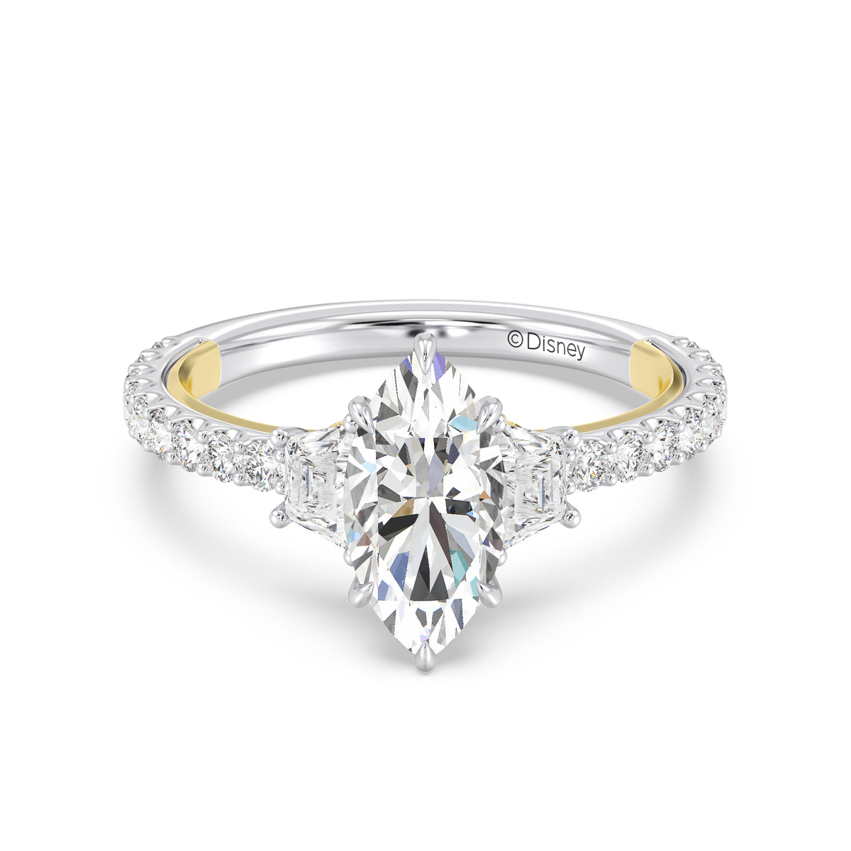 Enchanted Star Lab Grown Diamond And 14K Gold, Disney's Rapunzel Three Stone Engagement Ring