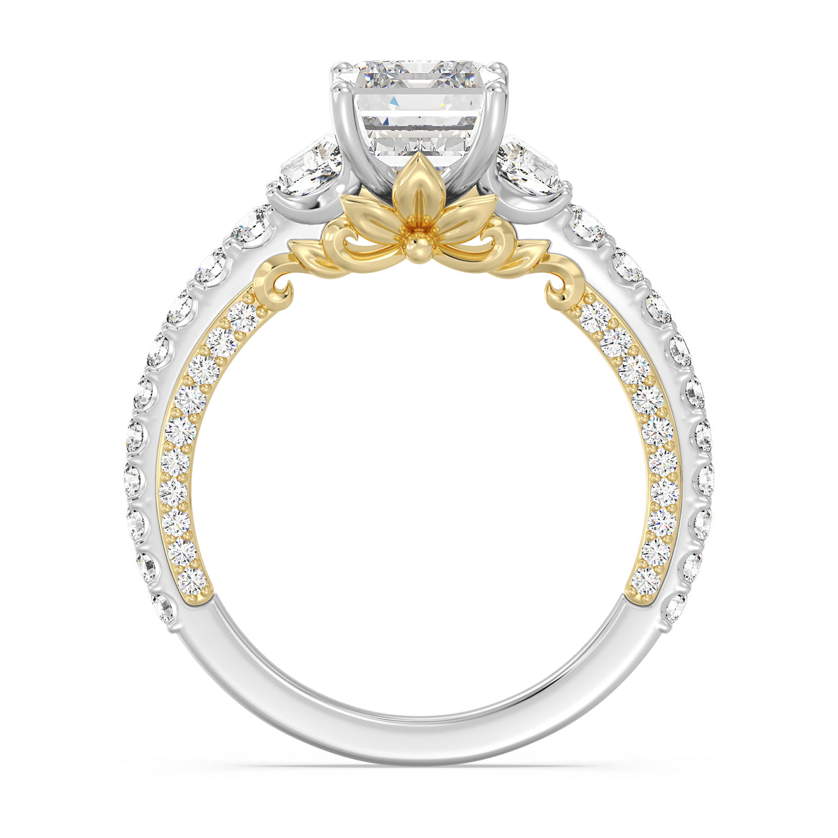 Enchanted Star Lab Grown Diamond And 14K Gold, Disney's Rapunzel Three Stone Engagement Ring