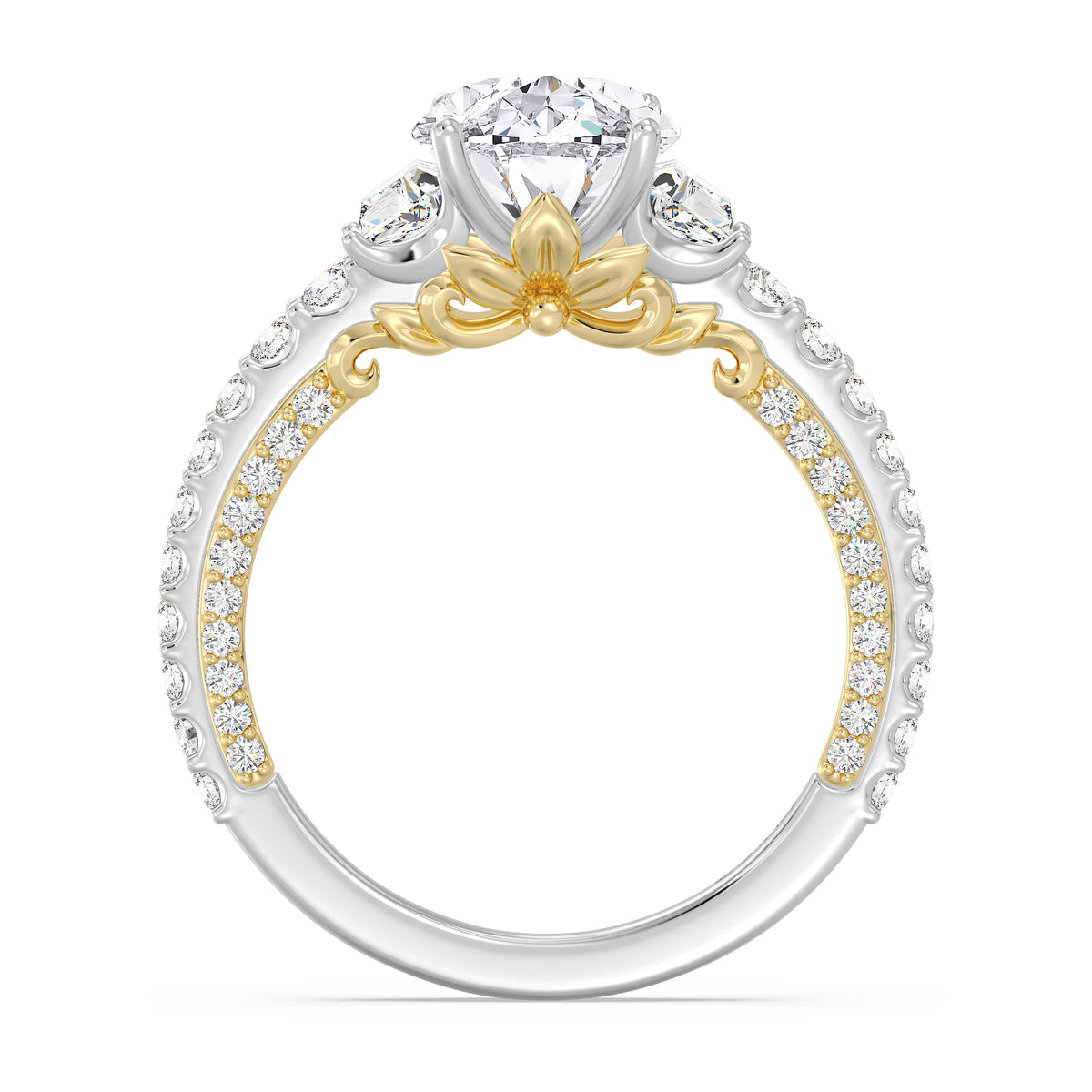 Enchanted Star Lab Grown Diamond And 14K Gold, Disney's Rapunzel Three Stone Engagement Ring