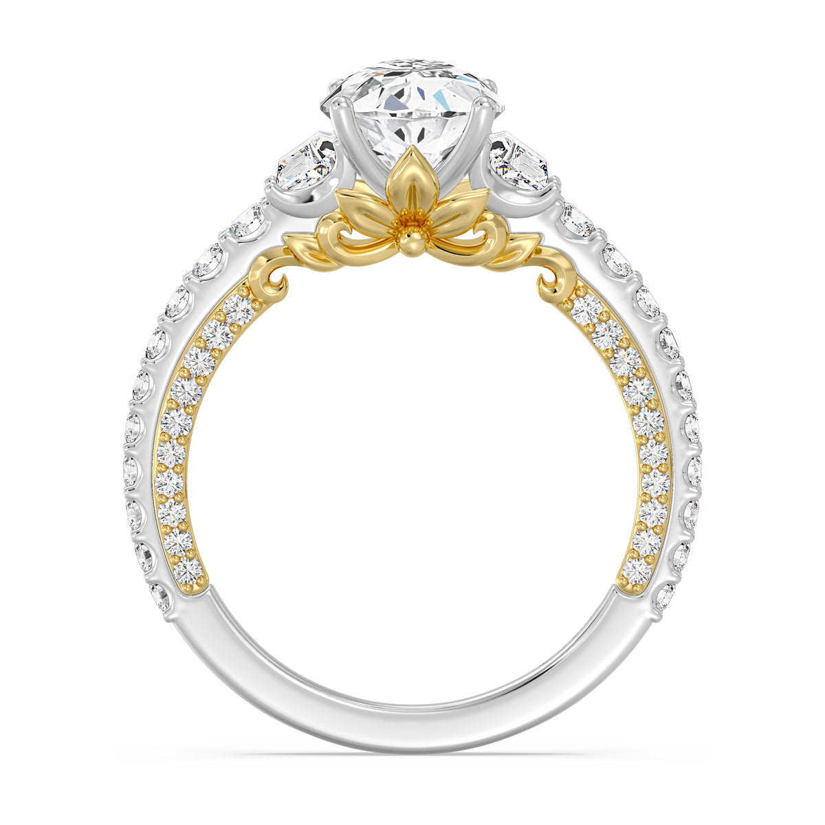 Enchanted Star Lab Grown Diamond And 14K Gold, Disney's Rapunzel Three Stone Engagement Ring