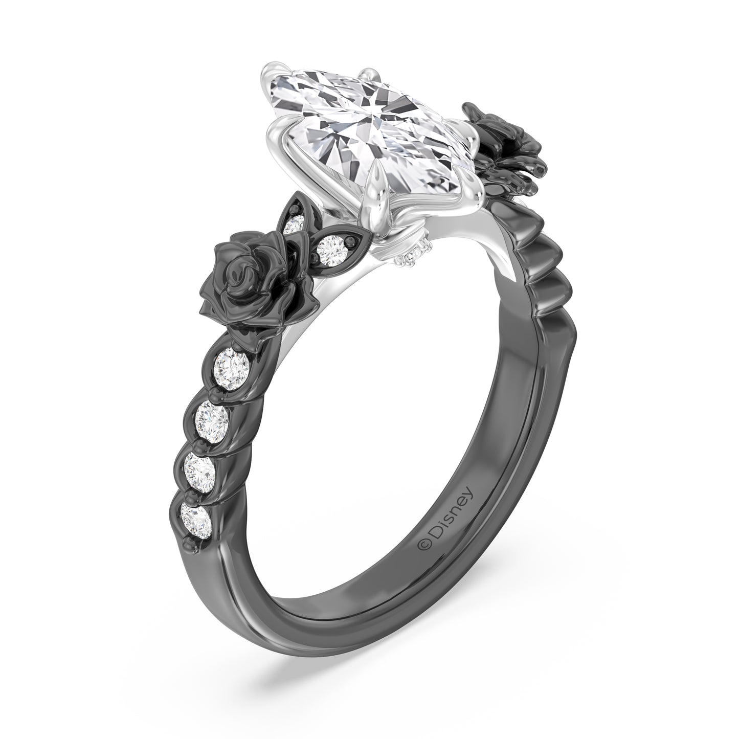 Enchanted Star Lab Grown Diamond 14K Gold Maleficent Rose Engagement Ring Set