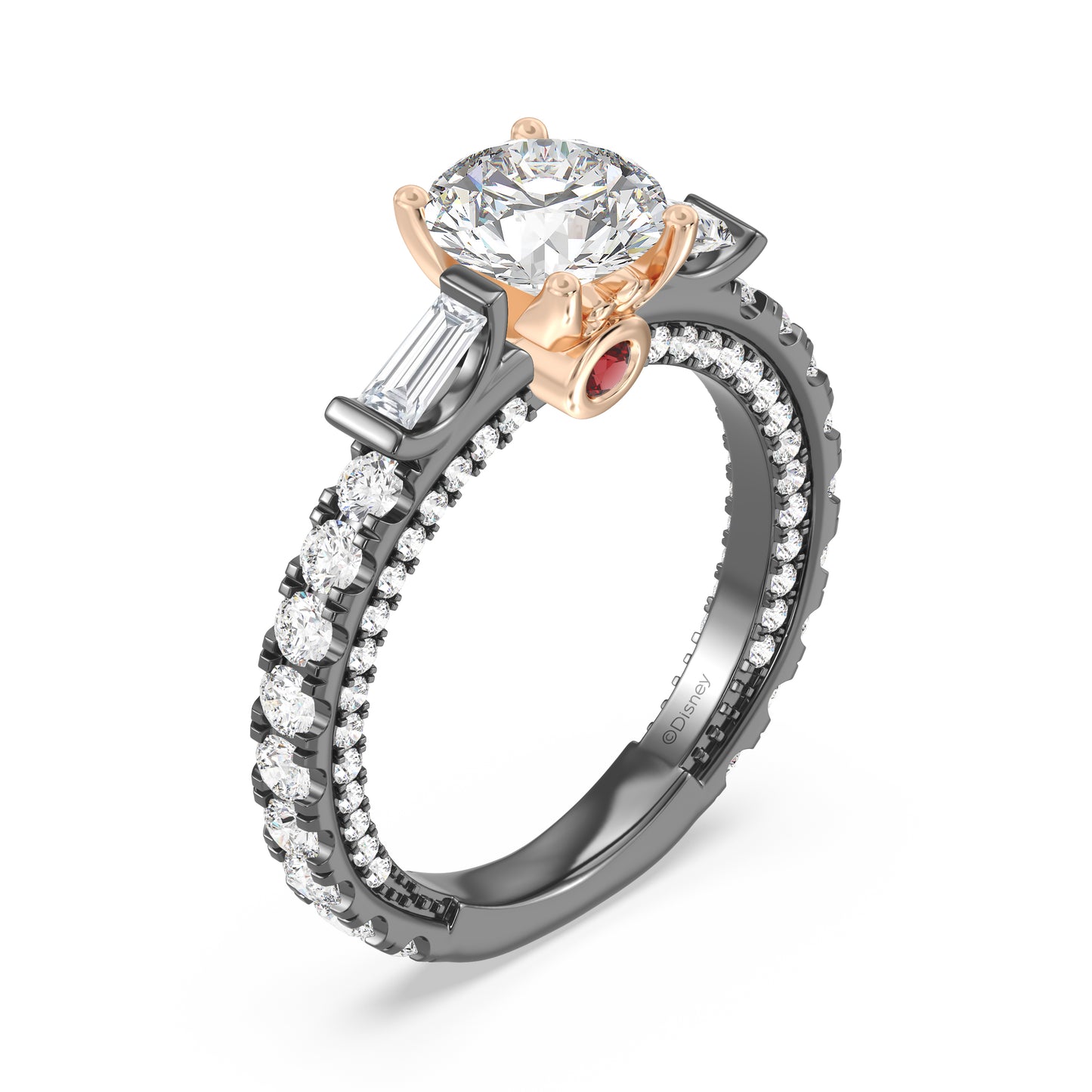 Enchanted Star Lab Grown Diamond Black Rhodium Over 14K Gold Evil Queen Garnet Engagement Ring
