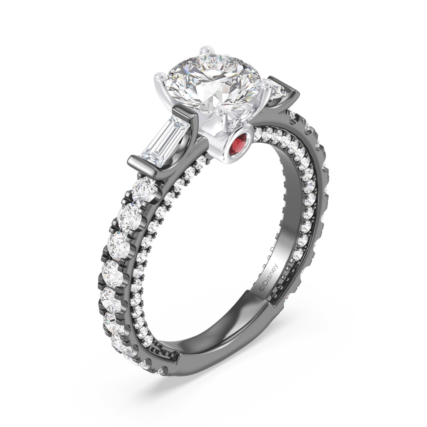 Enchanted Star Lab Grown Diamond Black Rhodium Over 14K Gold Evil Queen Garnet Engagement Ring