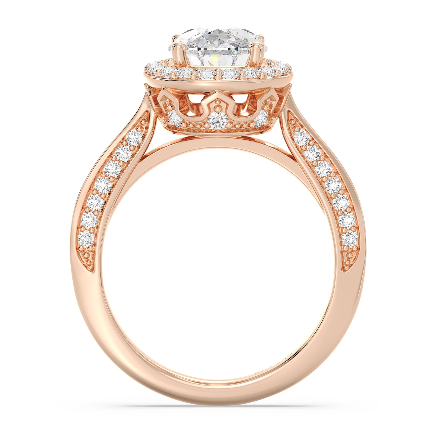 Enchanted Star Lab Grown Diamond 14K Gold Majestic Princess Tapered Shank Engagement Ring