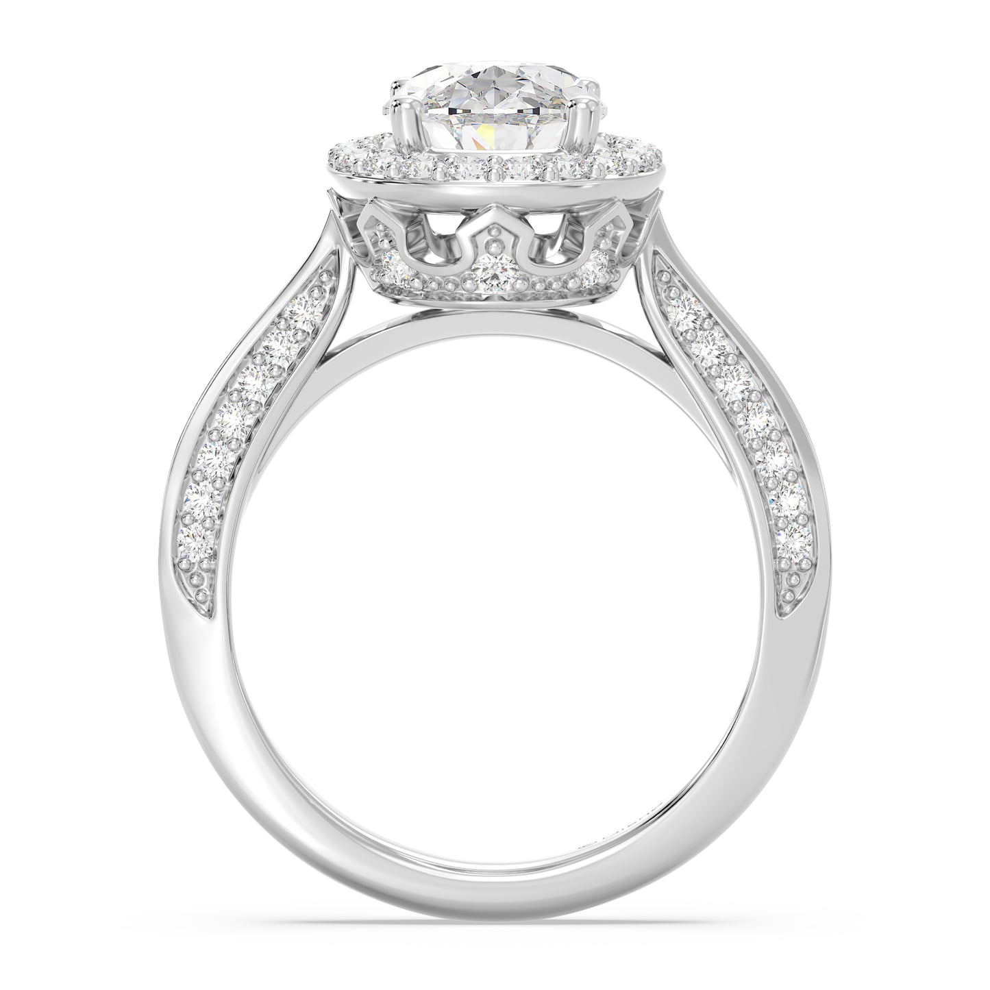 Enchanted Star Lab Grown Diamond 14K Gold Majestic Princess Tapered Shank Engagement Ring