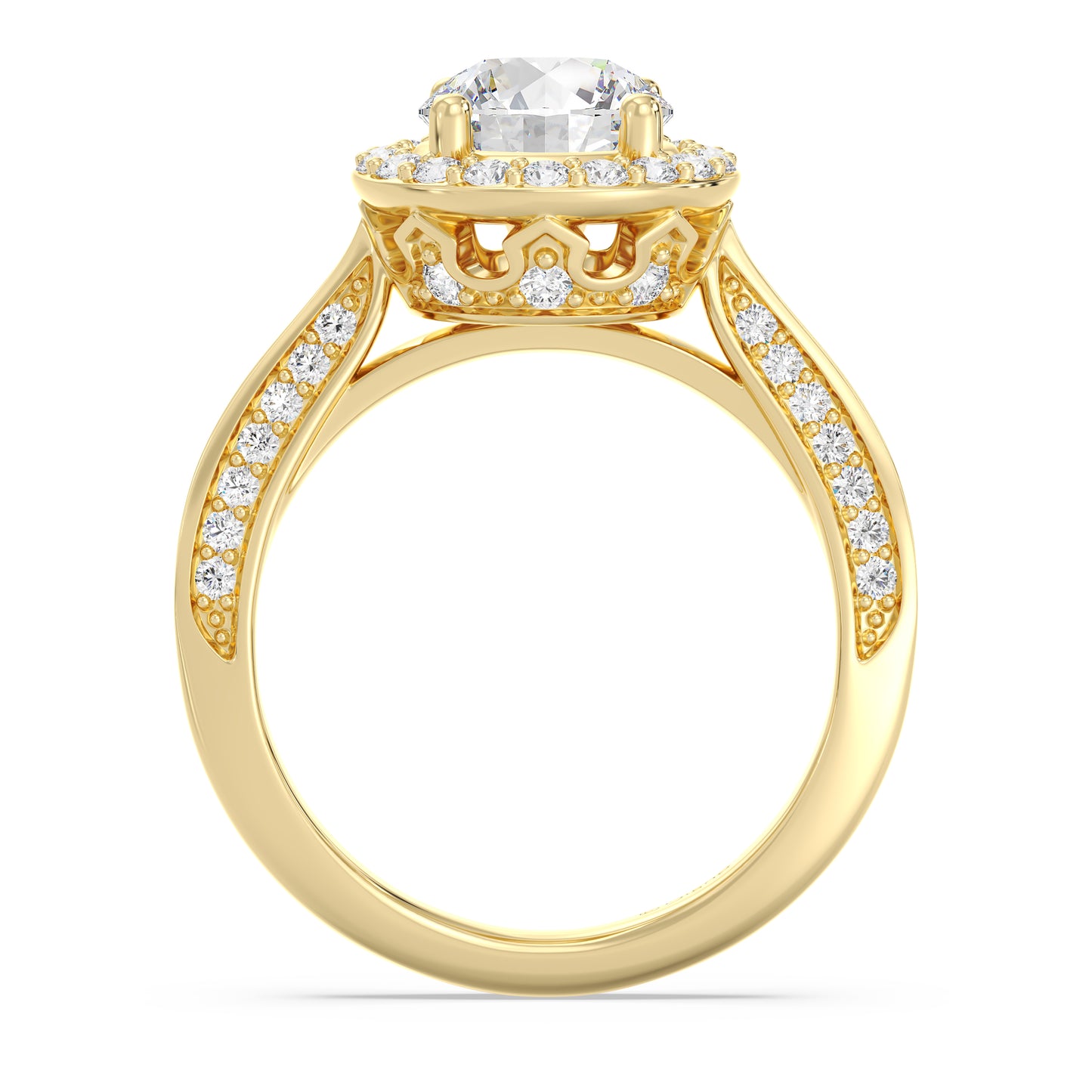 Enchanted Star Lab Grown Diamond 14K Gold Majestic Princess Tapered Shank Engagement Ring