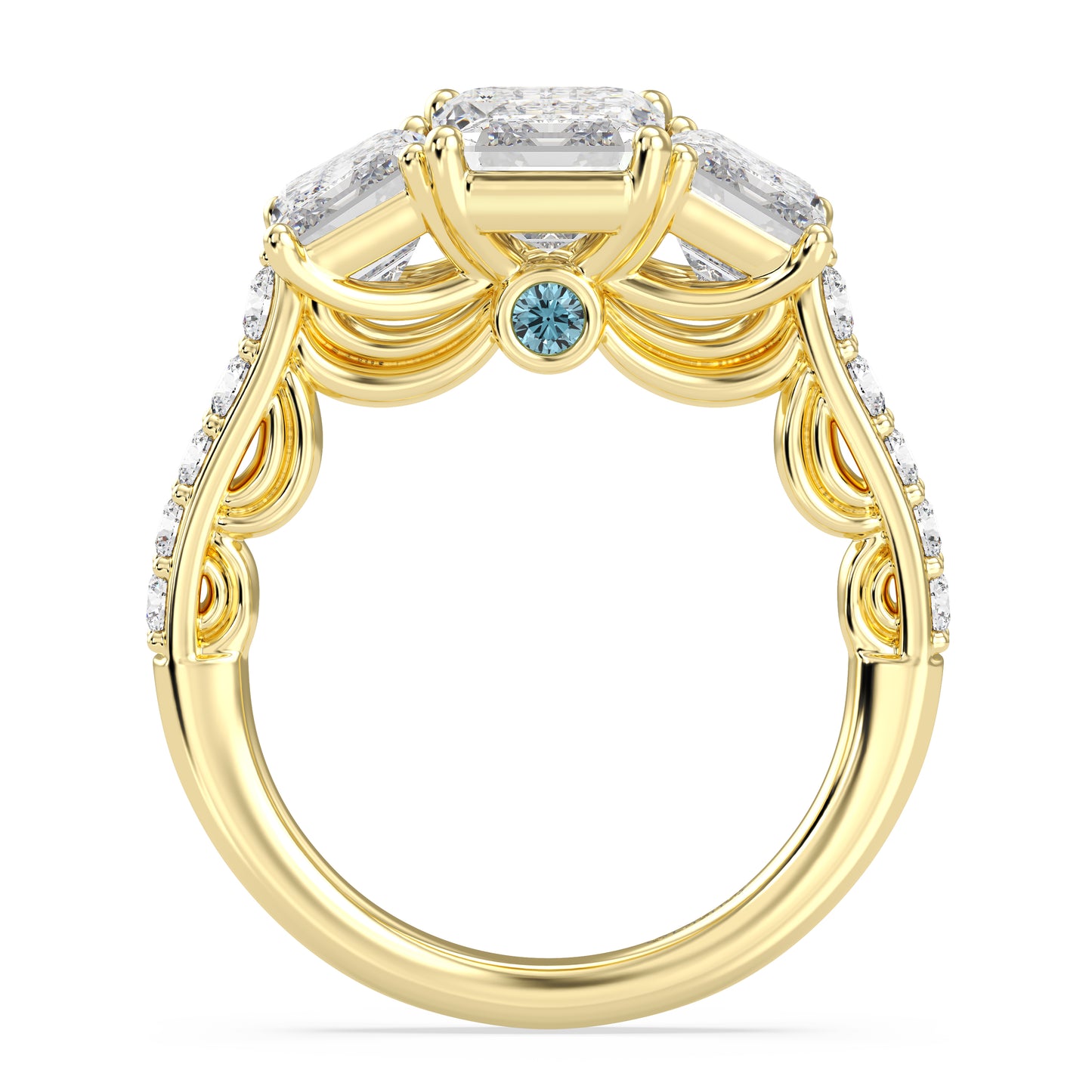 Enchanted Star Lab Grown Diamond 14K Gold Cinderella Three Stone Engagement Ring