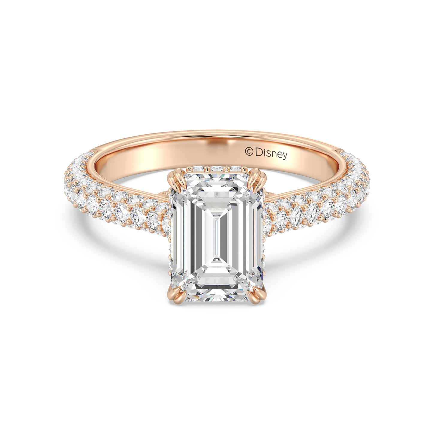 Enchanted Star Lab Grown Diamond And 14K Gold Disney Princess Cinderella Three Row Pave Carriage Engagement Ring