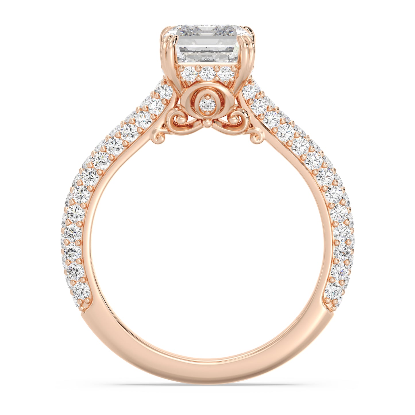 Enchanted Star Lab Grown Diamond And 14K Gold Disney Princess Cinderella Three Row Pave Carriage Engagement Ring