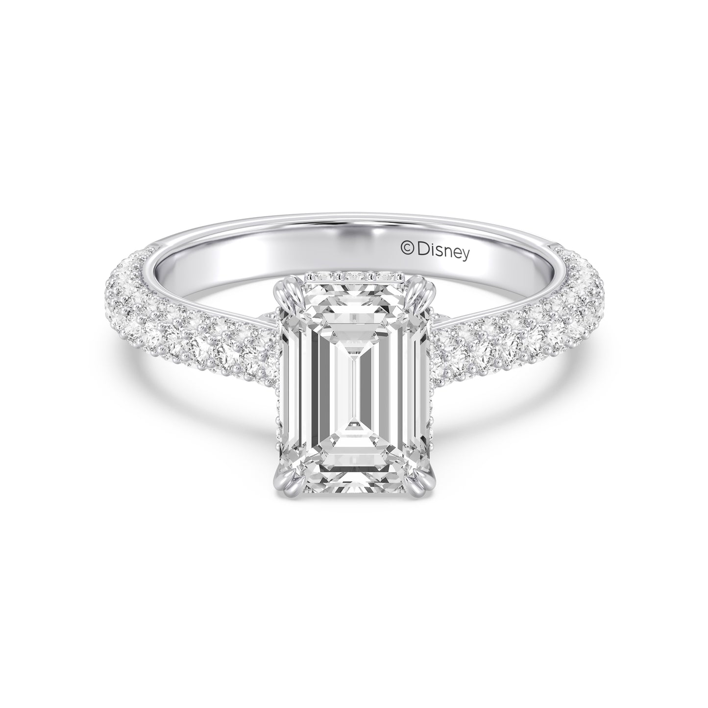 Enchanted Star Lab Grown Diamond And 14K Gold Disney Princess Cinderella Three Row Pave Carriage Engagement Ring