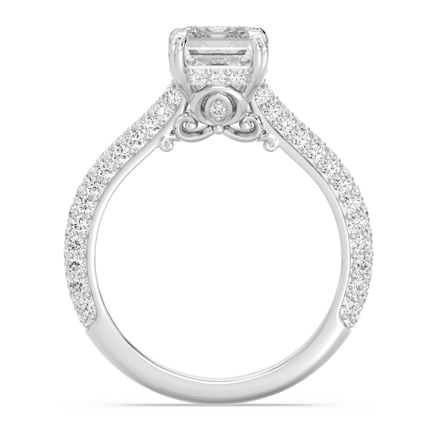 Enchanted Star Lab Grown Diamond And 14K Gold Disney Princess Cinderella Three Row Pave Carriage Engagement Ring