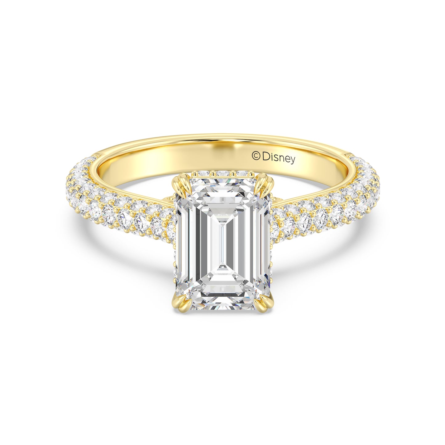 Enchanted Star Lab Grown Diamond And 14K Gold Disney Princess Cinderella Three Row Pave Carriage Engagement Ring