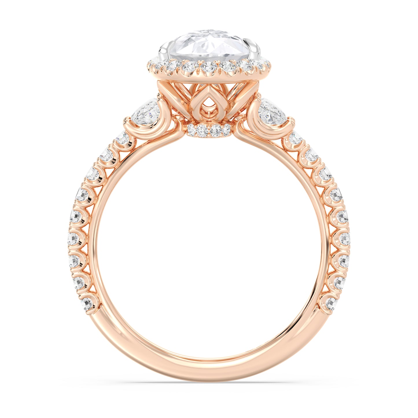Enchanted Star Lab Grown Diamond And 14K Gold Disney Princess Jasmine Half-moon Three Stone Halo Ring