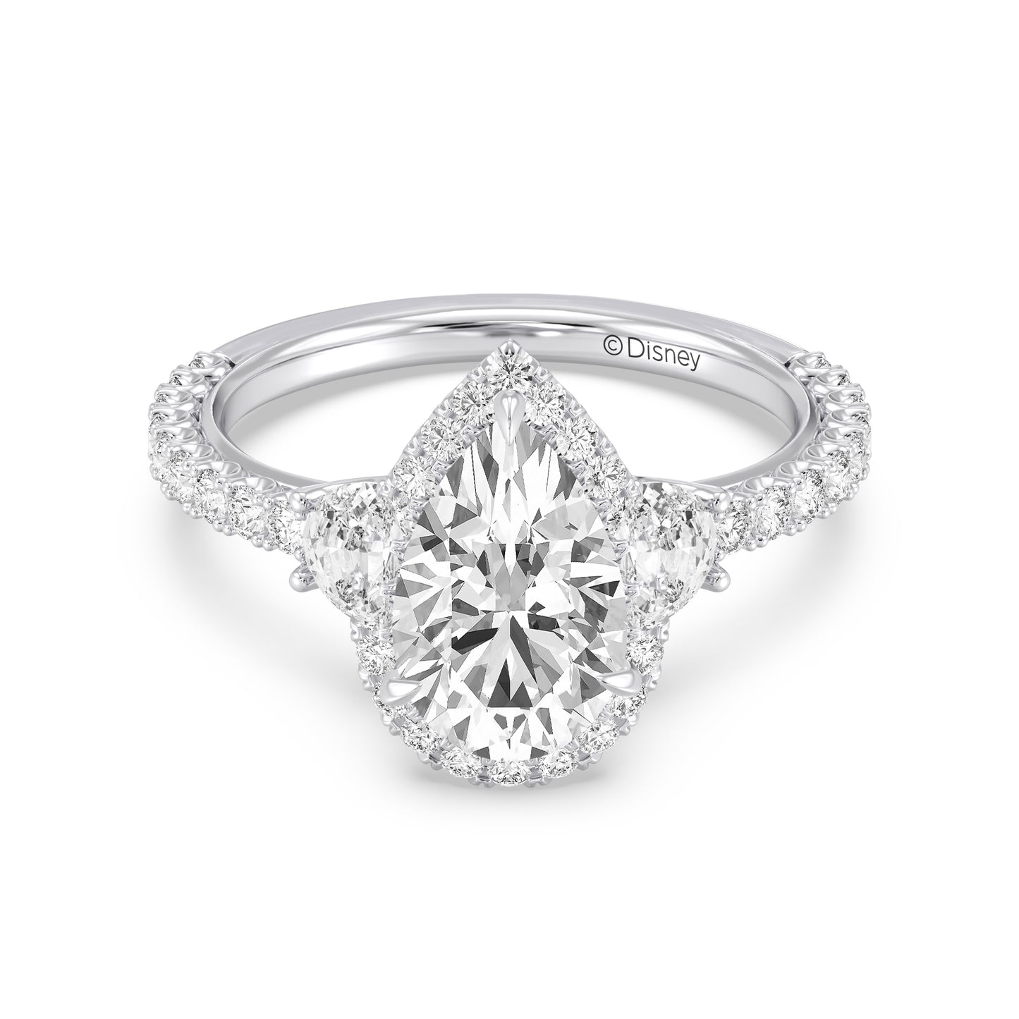 Enchanted Star Lab Grown Diamond And 14K Gold Disney Princess Jasmine Half-moon Three Stone Halo Ring