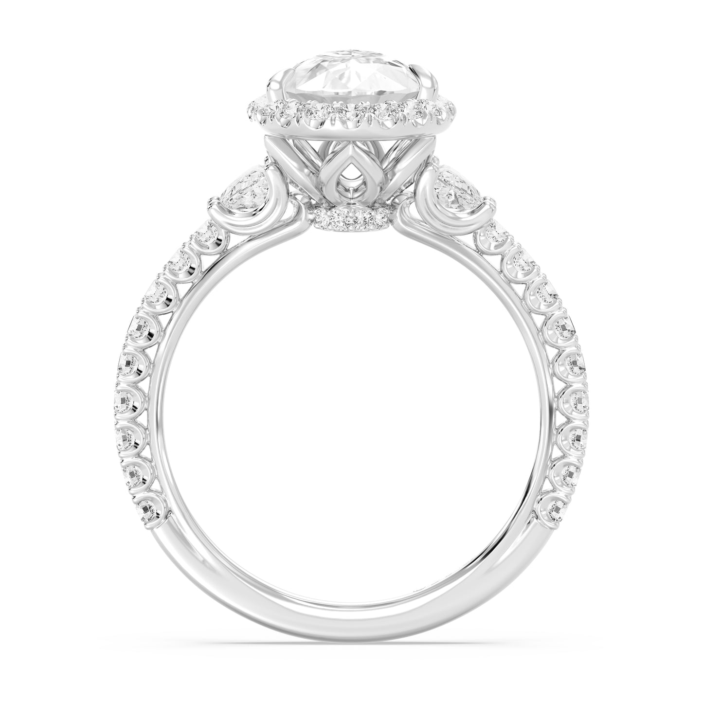 Enchanted Star Lab Grown Diamond And 14K Gold Disney Princess Jasmine Half-moon Three Stone Halo Ring