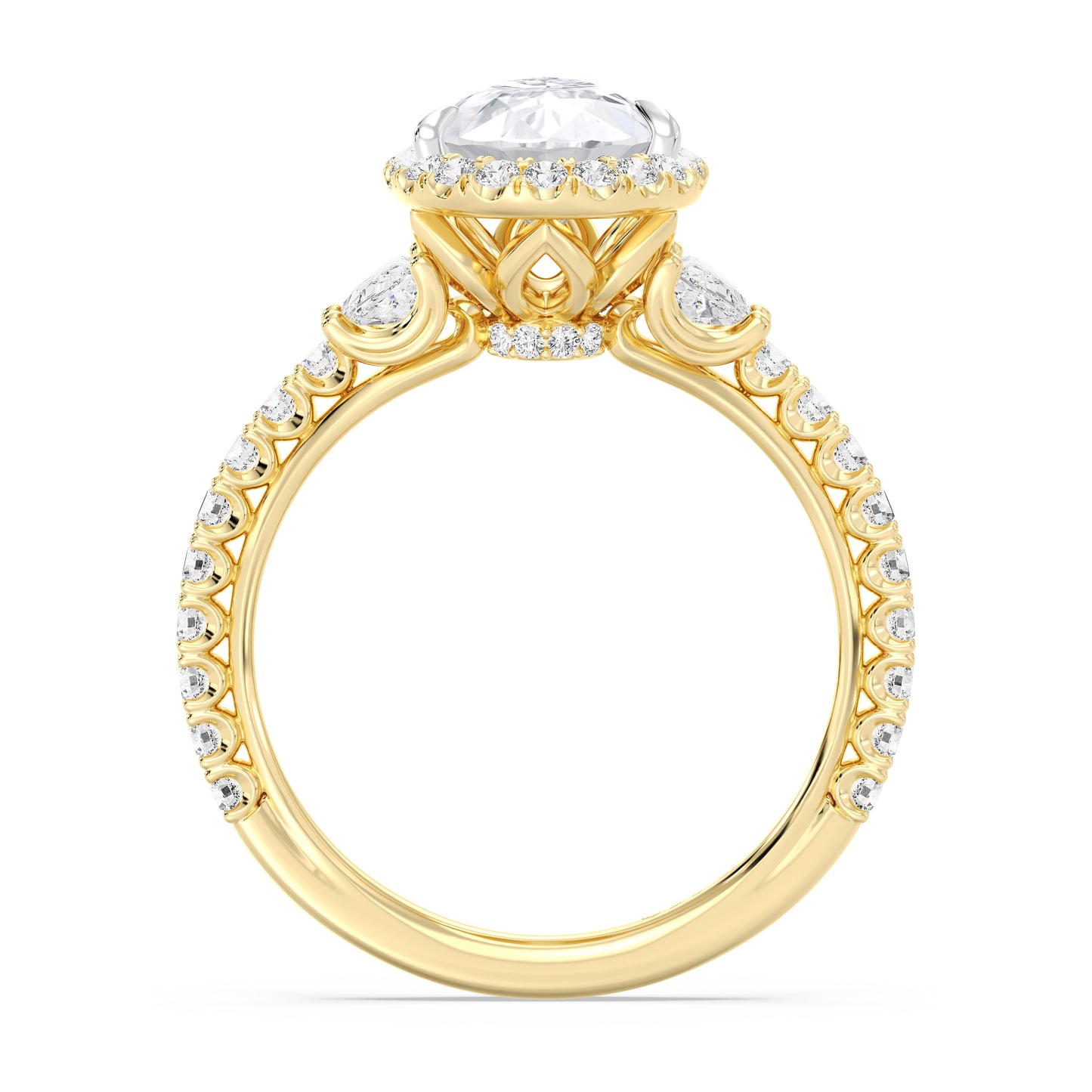 Enchanted Star Lab Grown Diamond And 14K Gold Disney Princess Jasmine Half-moon Three Stone Halo Ring