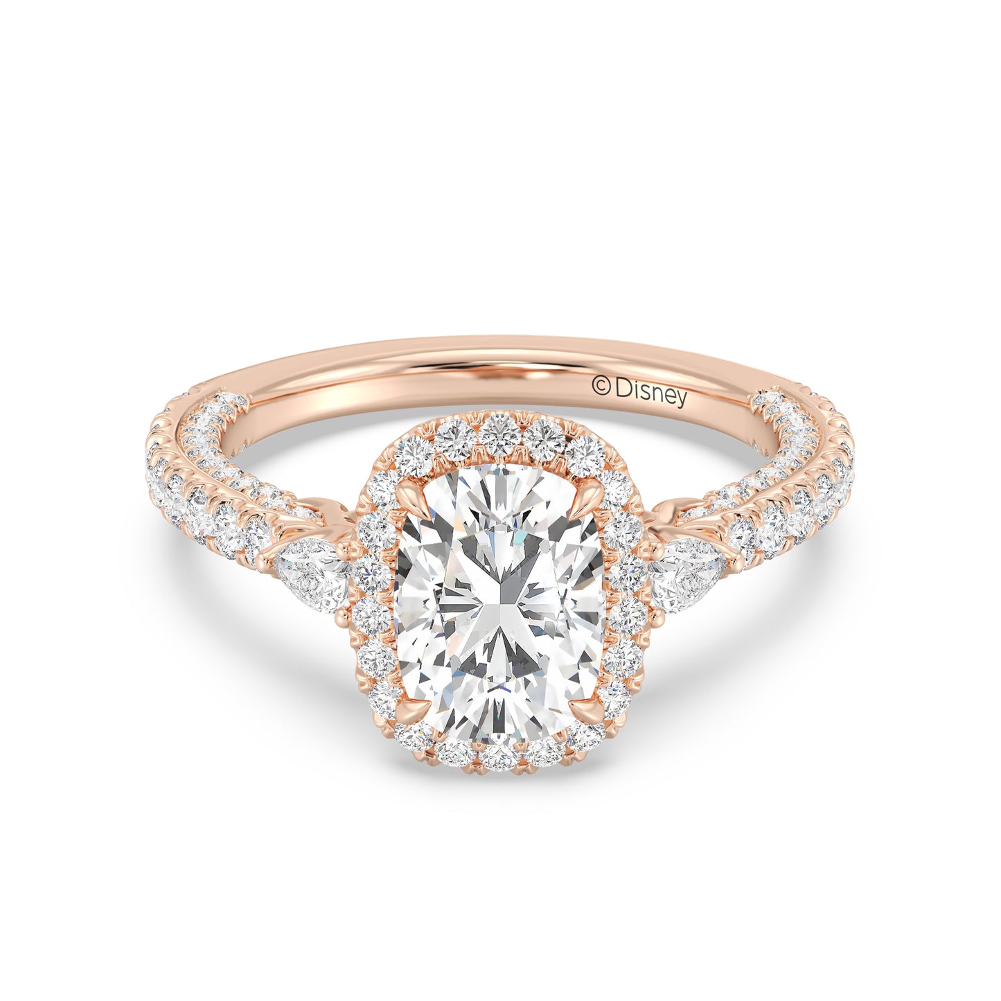 Enchanted Star Lab Grown Diamond And 14K Disney Princess Jasmine Three Stone Halo Engagement Ring
