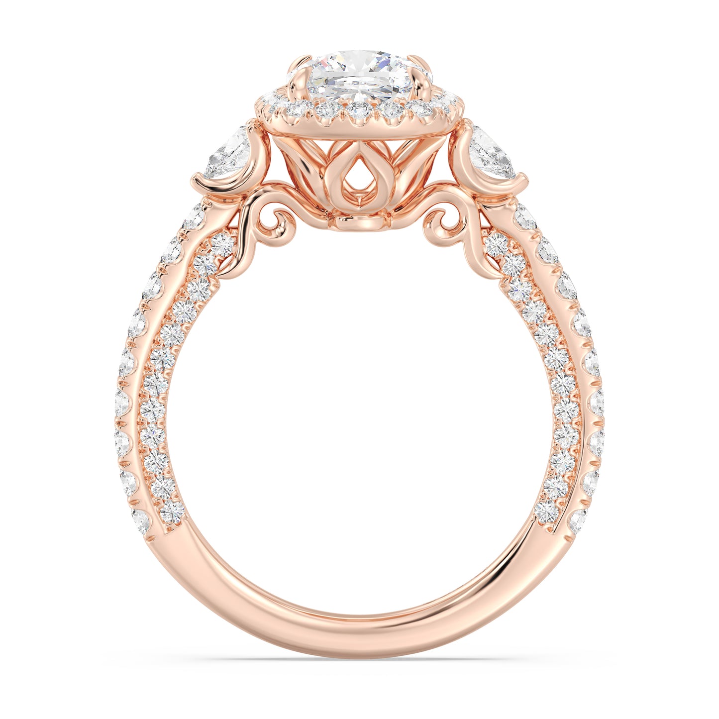 Enchanted Star Lab Grown Diamond And 14K Disney Princess Jasmine Three Stone Halo Engagement Ring