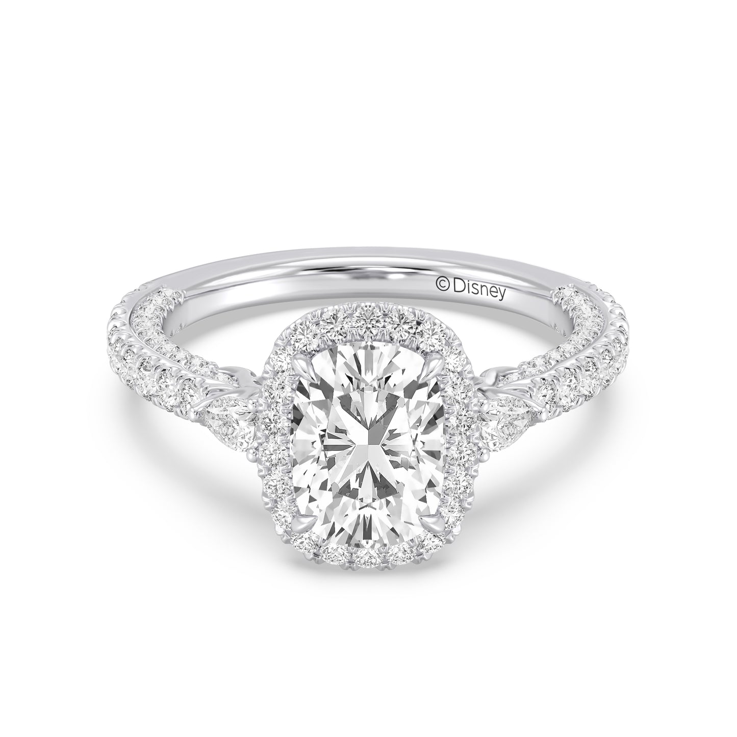 Enchanted Star Lab Grown Diamond And 14K Disney Princess Jasmine Three Stone Halo Engagement Ring