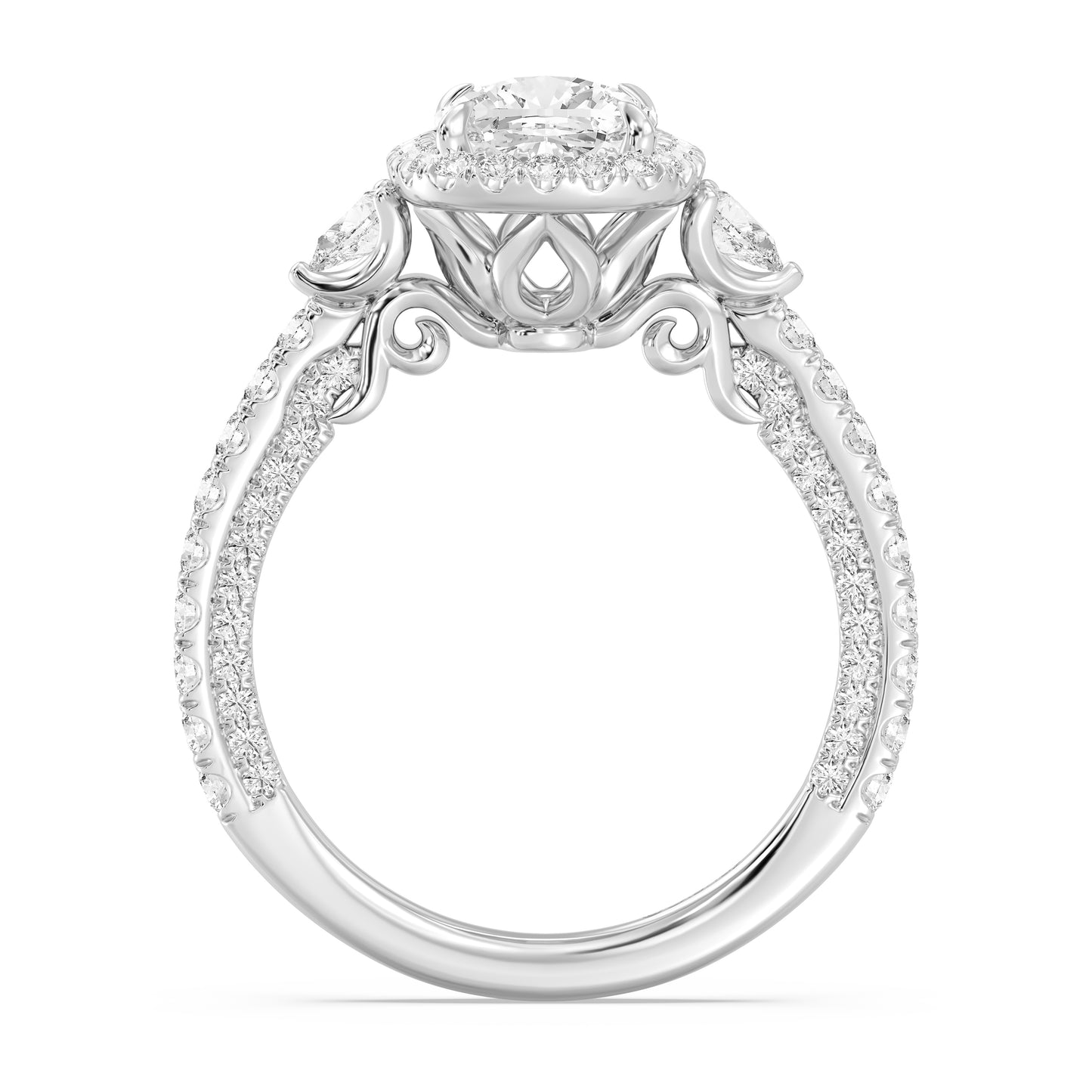 Enchanted Star Lab Grown Diamond And 14K Disney Princess Jasmine Three Stone Halo Engagement Ring