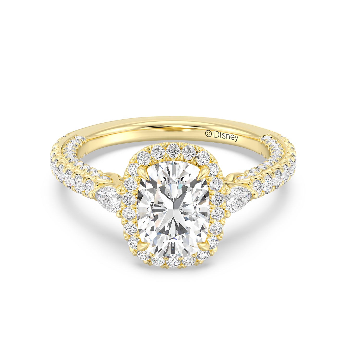 Enchanted Star Lab Grown Diamond And 14K Disney Princess Jasmine Three Stone Halo Engagement Ring