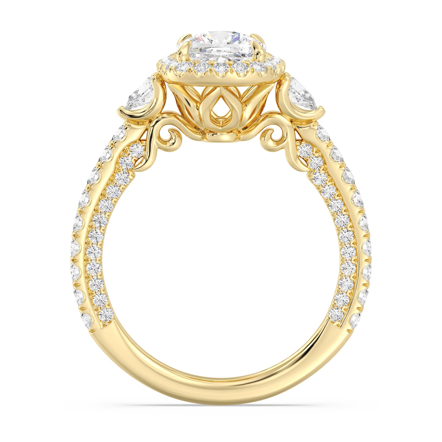 Enchanted Star Lab Grown Diamond And 14K Disney Princess Jasmine Three Stone Halo Engagement Ring