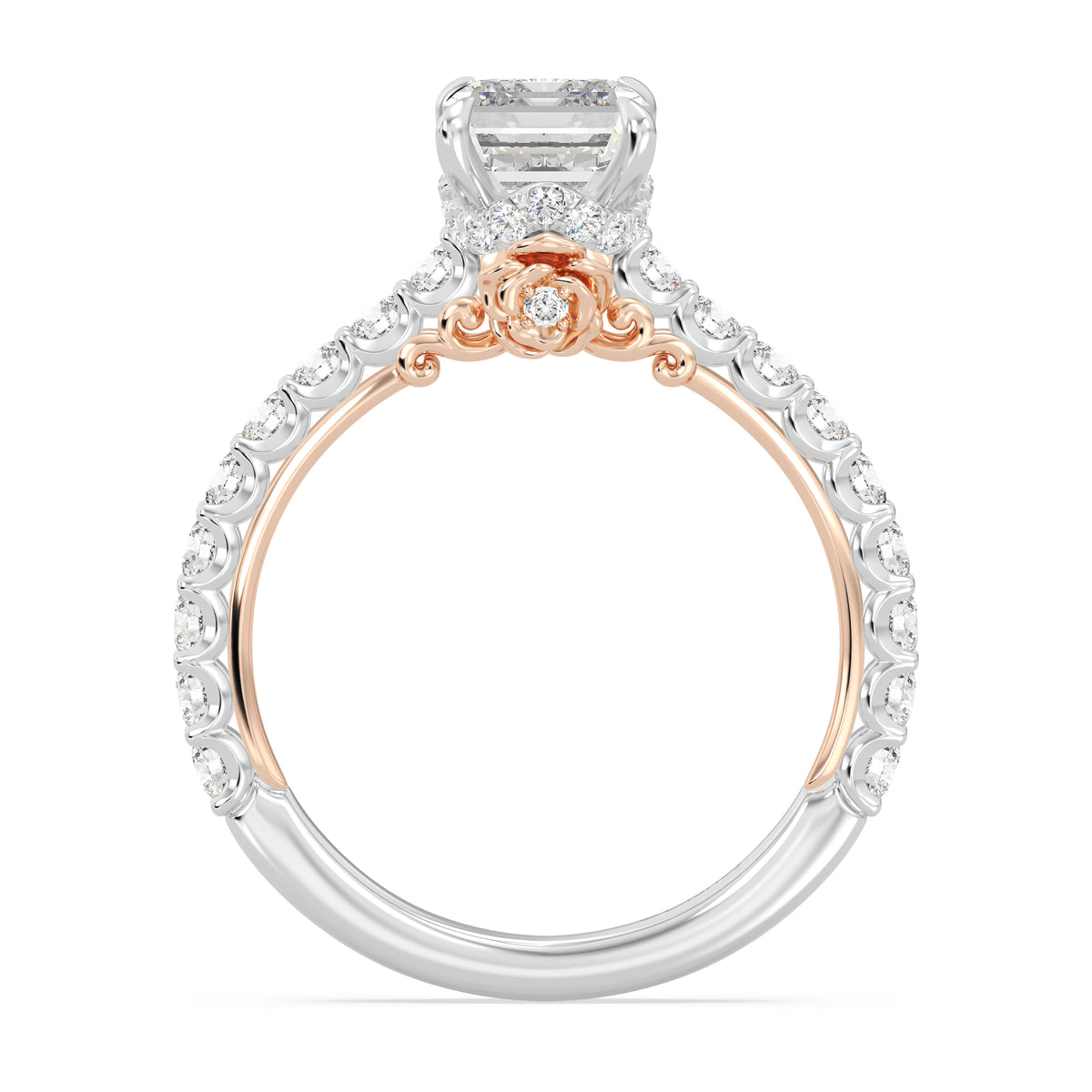 Enchanted Star Lab Grown Diamond And 14K Gold, Disney's Belle Pavé Rose Engagement Ring