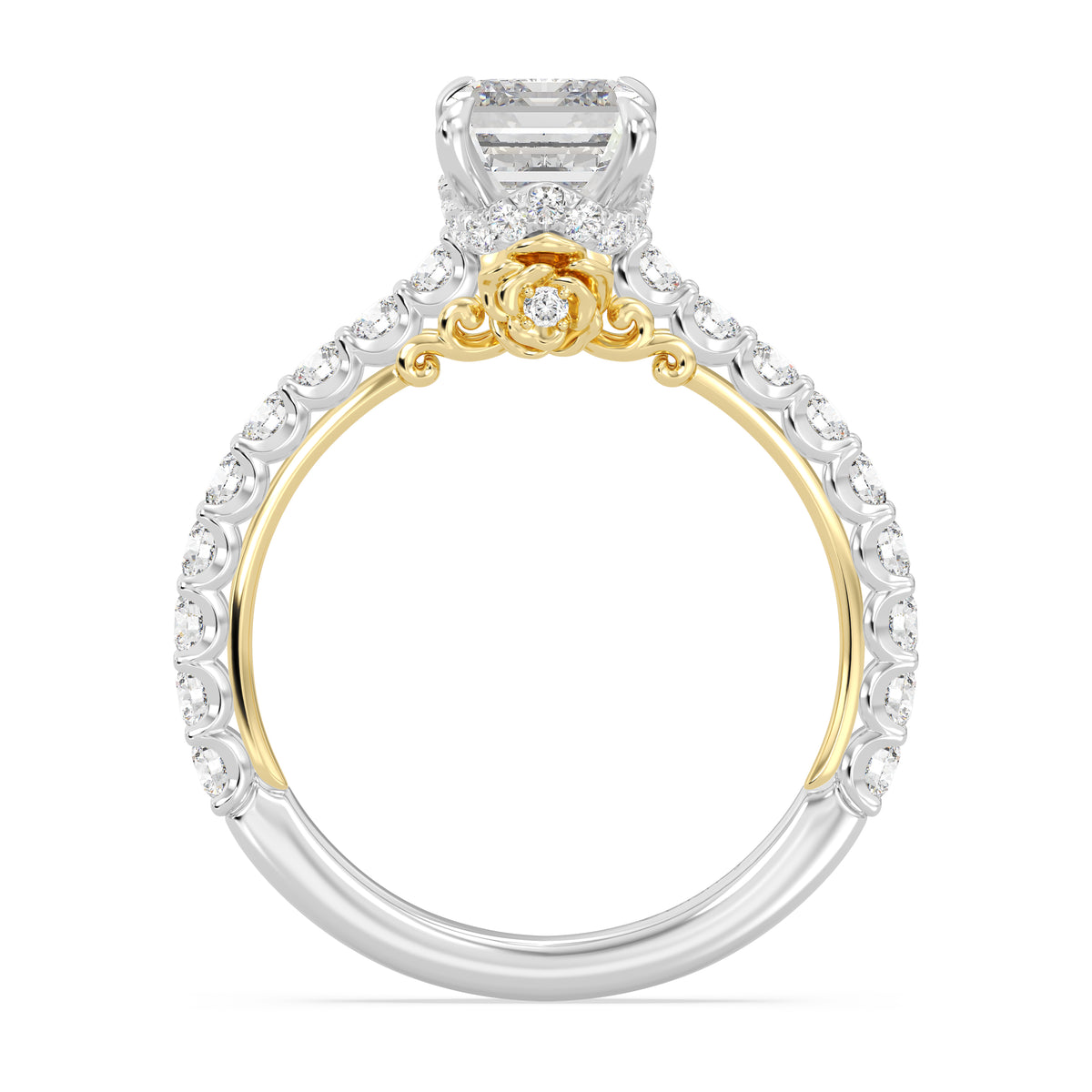 Enchanted Star Lab Grown Diamond And 14K Gold, Disney's Belle Pavé Rose Engagement Ring