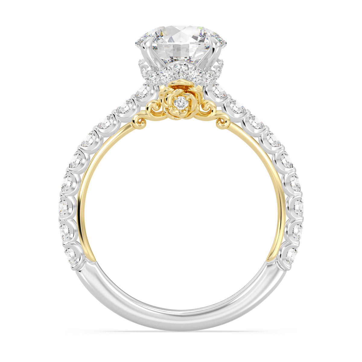 Enchanted Star Lab Grown Diamond And 14K Gold, Disney's Belle Pavé Rose Engagement Ring